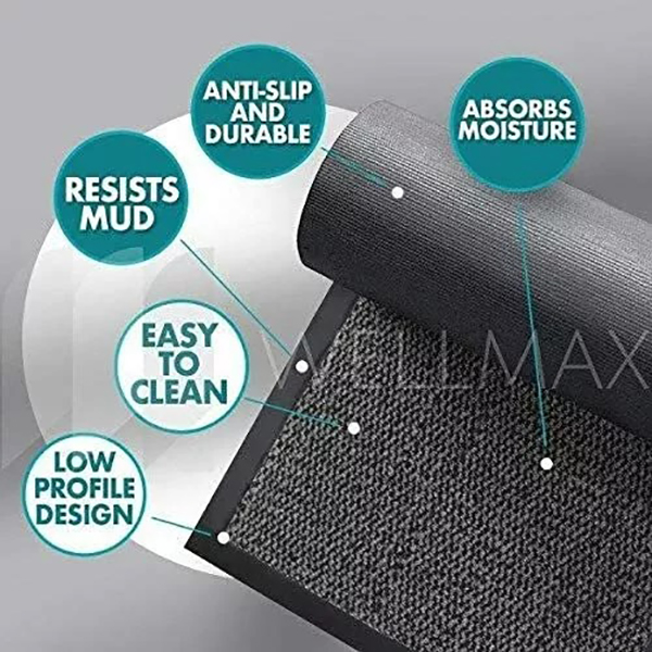 Non Slip Grey/Black Rubber Hard Wearing Mats For Indoor And Outdoor