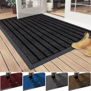 Non Slip Rubber Door Mat Indoor Outdoor Heavy Duty Washable Rug Dirt Trapper Mat